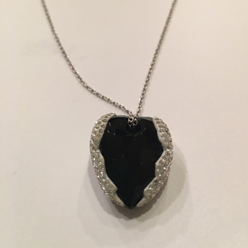 Swarovski crystal and black heart